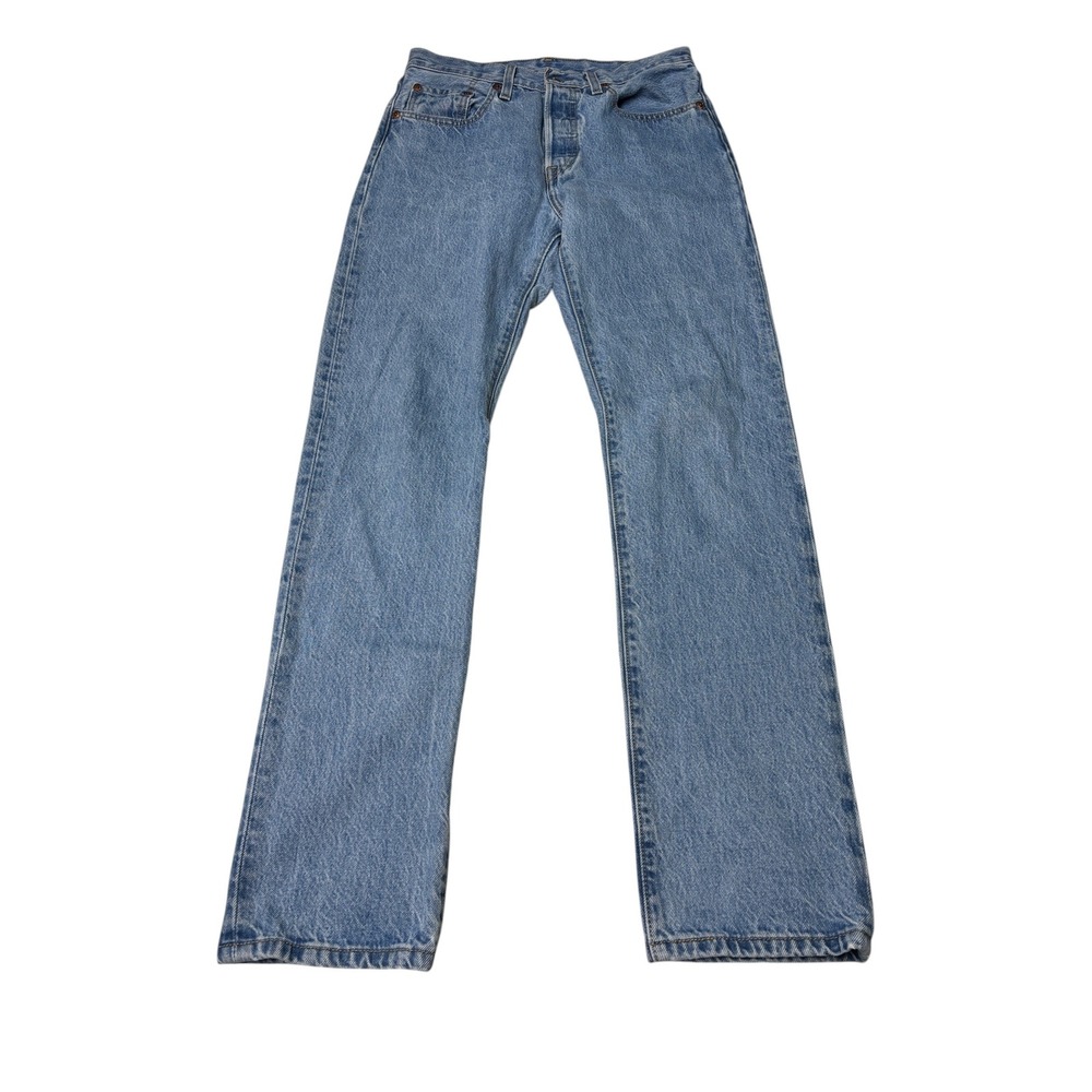 Levis Premium 501 Original Fit Jeans Womens 27x32 Light Wash Blue Straight Leg